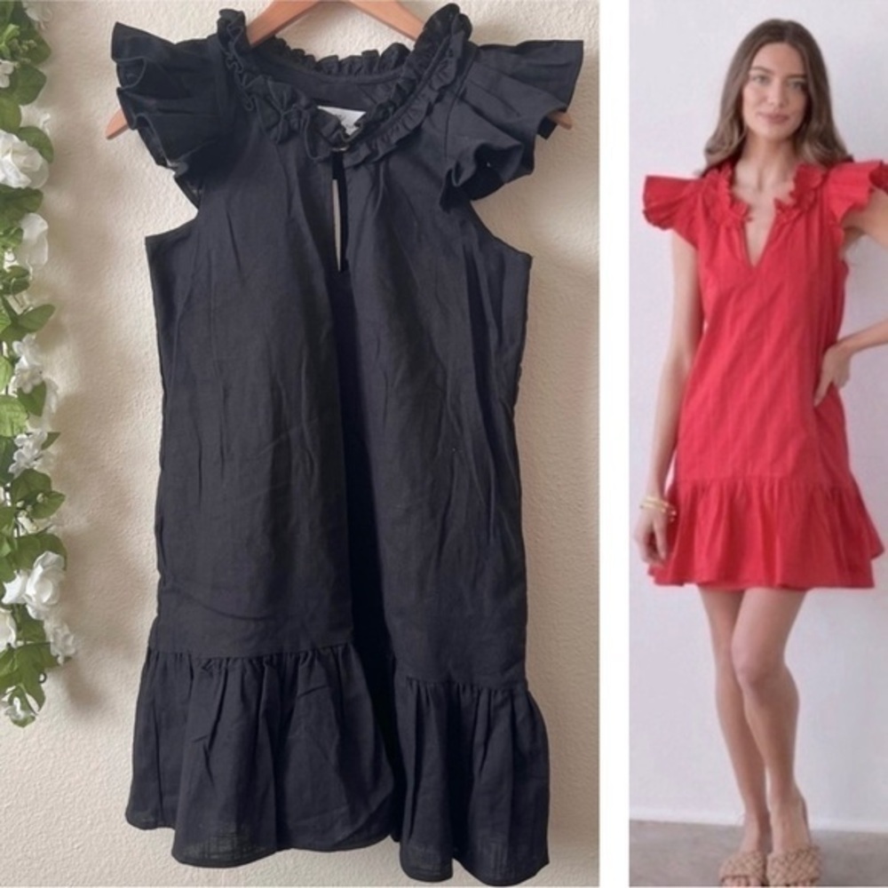 Tuckernuck Never a Wallflower 100% Cotton Oversized Black Rachel Mini Dress